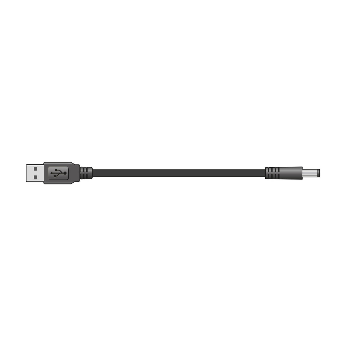 AV:Link USB to 2.1 x 5.5mm 5V DC power lead with USB-A connector and black barrel plug, shown on a plain white background.