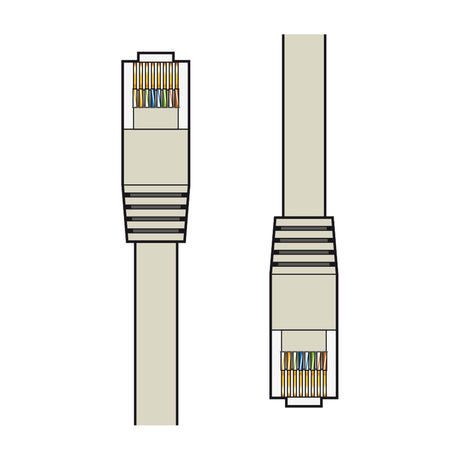 AV:Link Cat6 UTP RJ45 Ethernet patch lead in grey with moulded snag-less boots and visible copper wiring at both plugs, shown on a plain white background.