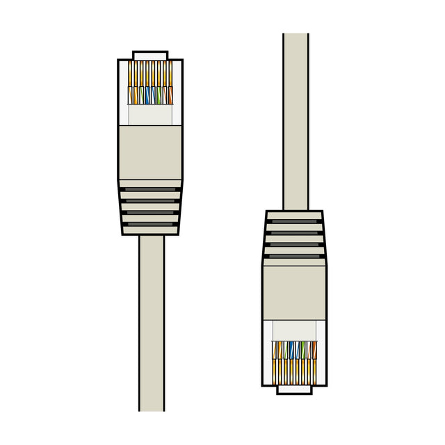 AV:Link Cat5e UTP RJ45 2.0m network patch lead in grey with both RJ45 plugs shown displaying coloured twisted pair wires on a white background.