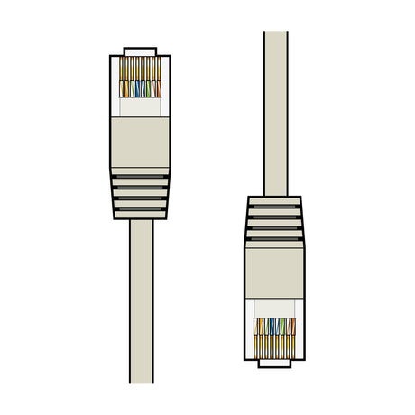 AV:Link Cat5e UTP RJ45 10m network patch lead by AVSL, shown as a grey cable with two RJ45 plugs displaying twisted pair wiring on a white background.