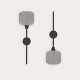 Blueberry Ribbed Glass Wall Light in grey, two styles shown with slim iron stems, round wall plates and ribbed glass shades, on a plain light background.