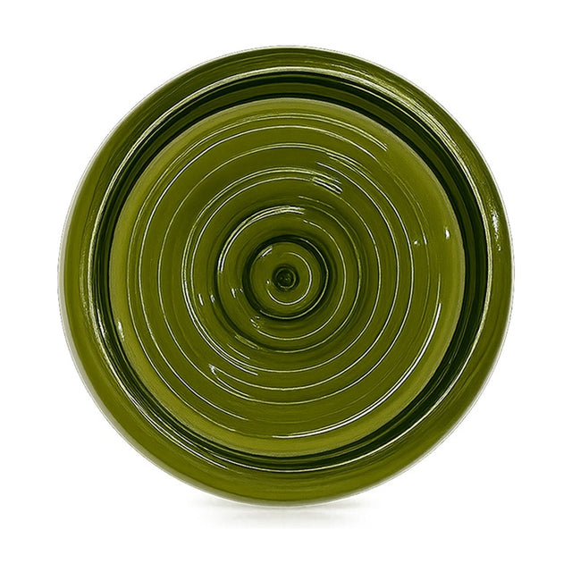 Blink Loop Ribbed Glass Disc Wall Light in Jade green, a round glossy glass fixture with fine concentric ribs spiralling to a centre point, shown against a plain white background.