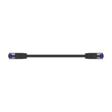 AV:Link Cat7 S/FTP RJ45 5m Ethernet patch lead by AVSL in matt black with snag-free connectors and blue detailing, shown on a plain white background.