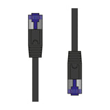AV:Link Cat7 S/FTP RJ45 20m ethernet patch lead by AVSL, shown with two matt black snag-free RJ45 connectors and purple detailing on a white background.