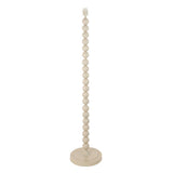 Endon Brenleigh floor lamp base in glossy almond white, formed from stacked metal spheres on a round base with E27 lamp holder, on a plain background.