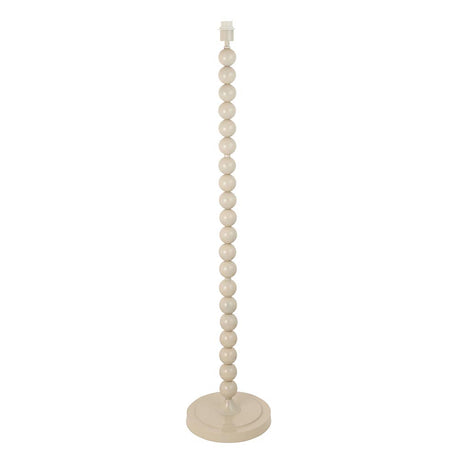 Endon Brenleigh floor lamp base in glossy almond white, formed from stacked metal spheres on a round base with E27 lamp holder, on a plain background.
