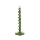 Endon Brenleigh table lamp base in glossy green with stacked metal spheres on a round foot and E14 lampholder, shown against a plain white background.