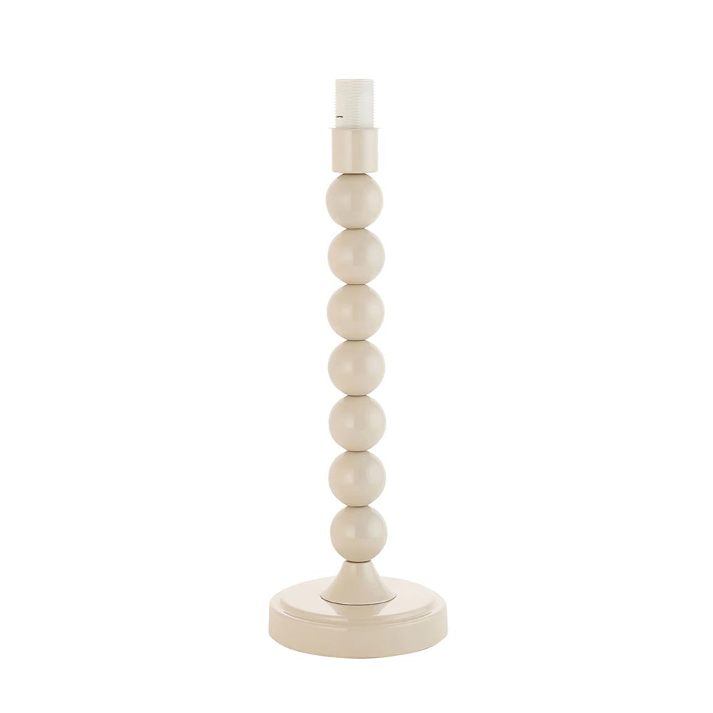 Endon Brenleigh table lamp base with stacked glossy white metal spheres on a round foot and E14 bulb holder, shown on a plain white background.