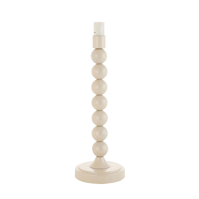 Endon Brenleigh table lamp base with stacked glossy white metal spheres on a round foot and E14 bulb holder, shown on a plain white background.