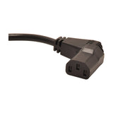 Close-up of the Mercury 2m UK Plug to Right Angle IEC C13 Power Lead by AVSL, showing the black moulded right-angle C13 socket on a white background.
