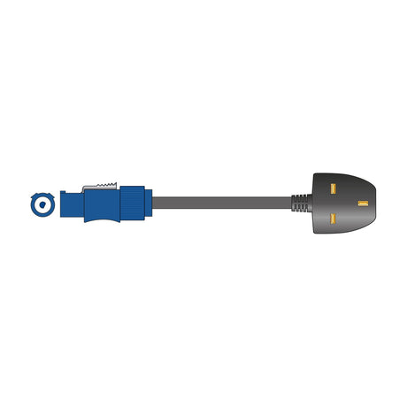 Citronic 3m UK mains power cable with blue twist and lock connector, black lead, and moulded UK plug, shown on a plain white background.