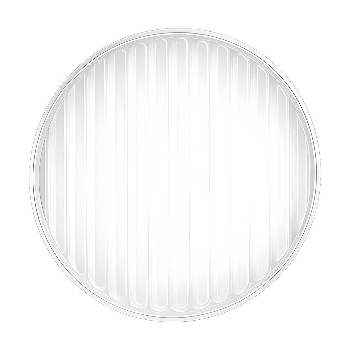 Blink Ray Ribbed Glass Disc Wall Light in Frost finish, a round frosted white glass fixture with fine vertical ribs, shown on a plain white background.