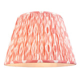 Endon Brackmont pendant shade in handmade pleated coral pink Ikat faux silk with taped edges, shown on a plain white background.