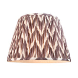 Ashwood Zigzag Floor Lamp in Grey, showing the tapered fabric shade with a pleated grey and cream zigzag print on a plain white background.