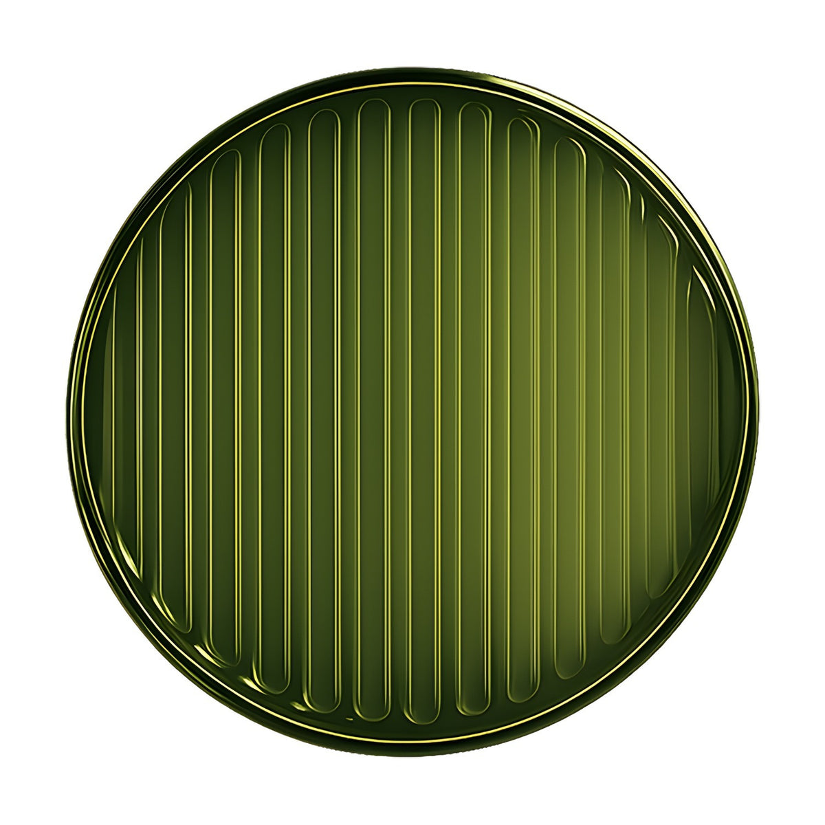 Blink Ray Ribbed Glass Disc Wall Light in jade, a round fixture with vertical ribbed glass texture and a slim rimmed edge, shown on a plain white background.