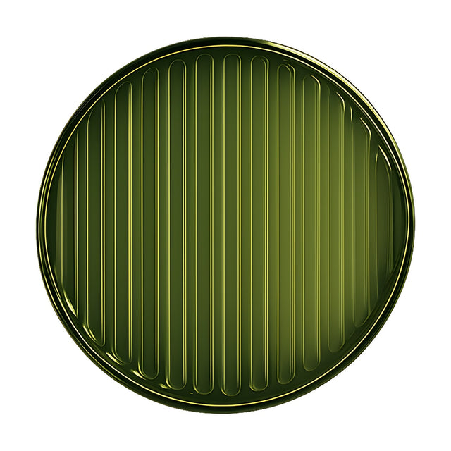 Blink Ray Ribbed Glass Disc Wall Light in jade, a round fixture with vertical ribbed glass texture and a slim rimmed edge, shown on a plain white background.