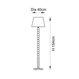 Dimensions diagram of the Endon Brenleigh Ripple floor lamp showing 154cm height and 40cm shade diameter on a plain white background.