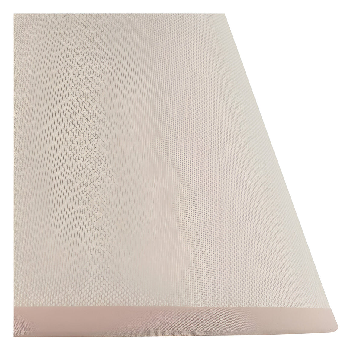 Close-up of the Brenleigh Ivy Table Lamp's handmade white cotton-mix Ivy shade with textured woven pattern and almond taped edge.