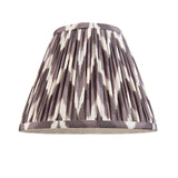Endon Brenleigh Zigzag tapered pleated table lamp shade in grey and cream faux silk zigzag print, shown on a plain white background.
