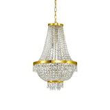 The Silhouette Crystal 9 Light Chandelier in Gold is the epitome of luxury lighting, showcasing exquisite crystal elements. It features cascading rows of crystal beads and a central canopy, creating a dazzling and elegant appearance.