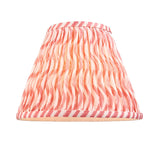 Endon Ashstead pleated Ripple lamp shade in coral pink and white wavy print with striped trim, shown on a plain white background.