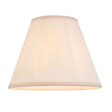Endon Ashstead LED floor lamp Ivy shade in vintage white cotton mix fabric with almond taped trim, shown lit on a plain white background.