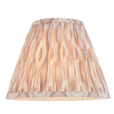 Endon Ashstead pleated Ikat lamp shade in coral pink and natural faux silk with taped edge detailing, shown against a plain white background.