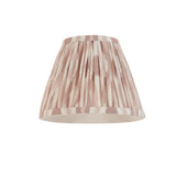 Endon Ashstead pleated Ikat lamp shade in pink and natural faux silk with white inner lining, shown on a plain white background.