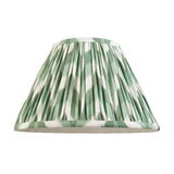 Endon Carlworth Zigzag pleated tapered table lamp shade in green and white faux silk, shown on a plain white background.