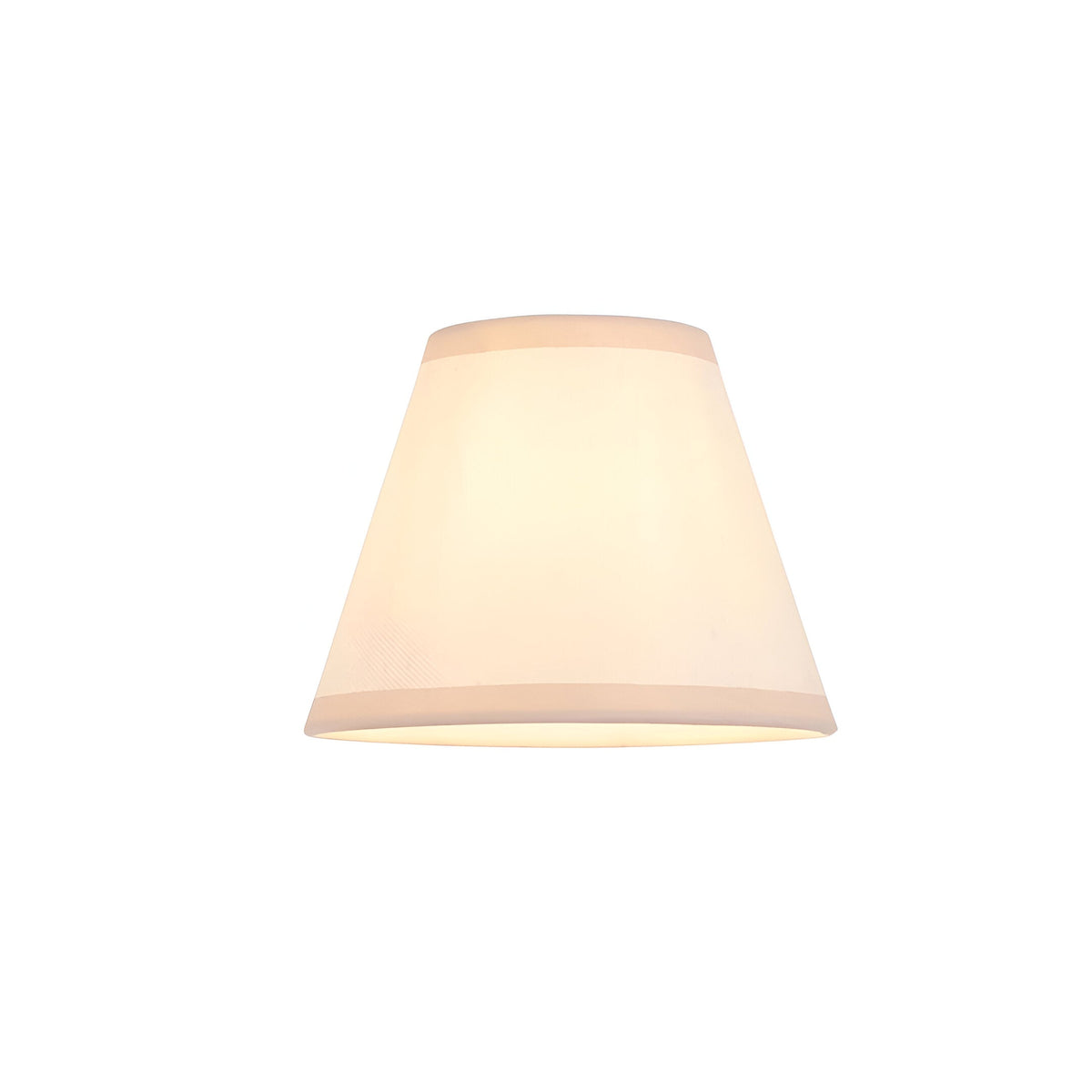 Endon Cliffleigh tapered pendant shade in vintage white cotton mix fabric with almond white taped edge trim, shown against a plain white background.