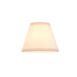 Endon Cliffleigh tapered pendant shade in vintage white cotton mix fabric with almond white taped edge trim, shown against a plain white background.