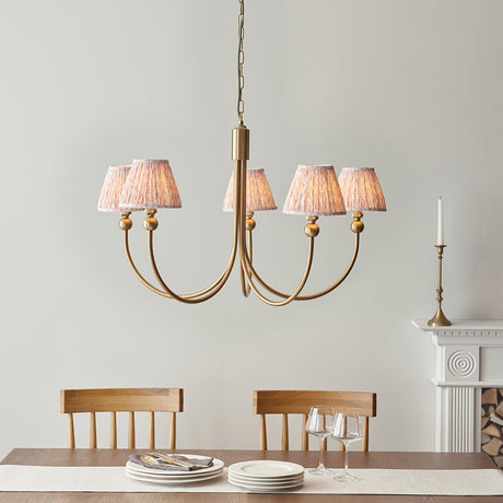 Cliffleigh Leaf 5 Light Curved Arm Pendant - Brass & Grey