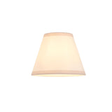 Close-up of a single tapered fabric lamp shade from the Cliffleigh pendant, white with a contrasting taped edge, shown on a plain white background.