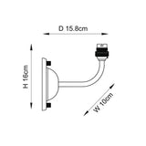 Technical dimension diagram of the Endon Brackdale wall light showing height 16cm, depth 15.8cm and width 10cm with B22 lampholder detail.