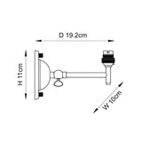 Dimension diagram of the Endon Brackdon wall light showing 19.2cm depth, 11cm height and 10cm width on a plain white background.