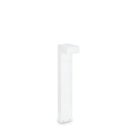 The Luma Outdoor Bollard Light - White, 60cm is a sleek, minimalist floor lamp with a rectangular base and top made from powder-coated metal. Its design features clean lines and a smooth surface, offering a modern aesthetic that complements contemporary spaces. This light is ideal for both indoor and outdoor settings, thanks to its enduring style.