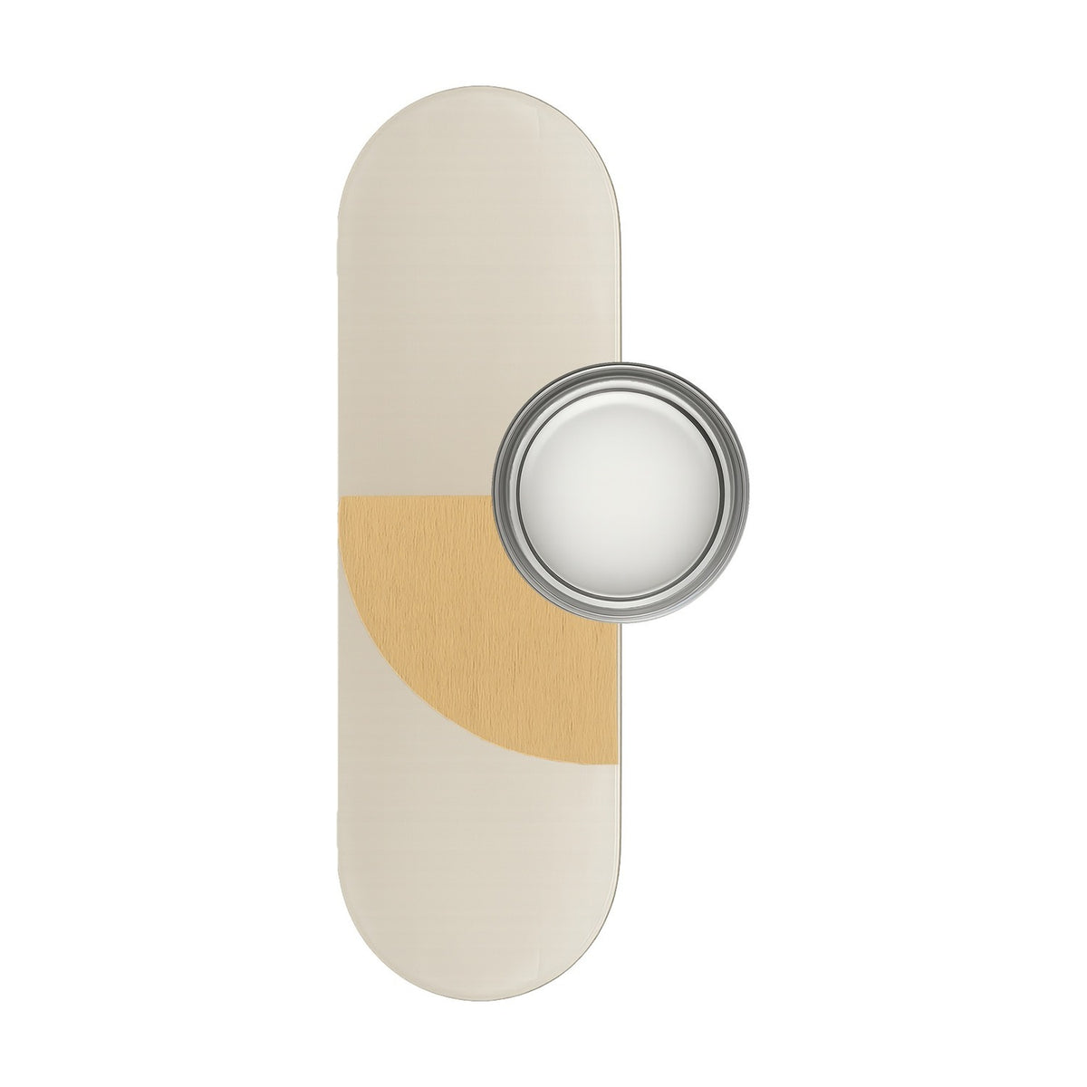 Brera Arco Glass Wall Light in Brushed Pale Gold with a tall, rounded cream backplate and a circular blown-glass shade, shown on a plain white background.