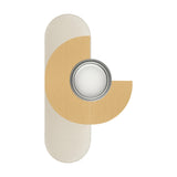 Brera Arco Glass Wall Light in brushed pale gold, with a tall rounded cream backplate and an arcing gold band framing a central round blown-glass shade, shown on a white background.