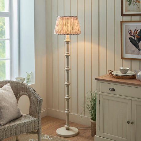 Bevbury Ikat Floor Lamp - Brass, White, Grey & Natural