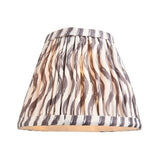 Endon Brackdale Ripple wall light shade in pleated pearl grey faux linen with a rippled wave print and taped edge, shown on a white background.
