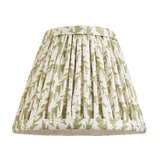 Endon Danemere pleated wall light shade in faux linen with a green leaf print and taped edge, shown on a plain white background.