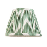 Endon Aldworth pleated tapered lamp shade in green and white zigzag faux silk with taped edging, shown on a plain white background.