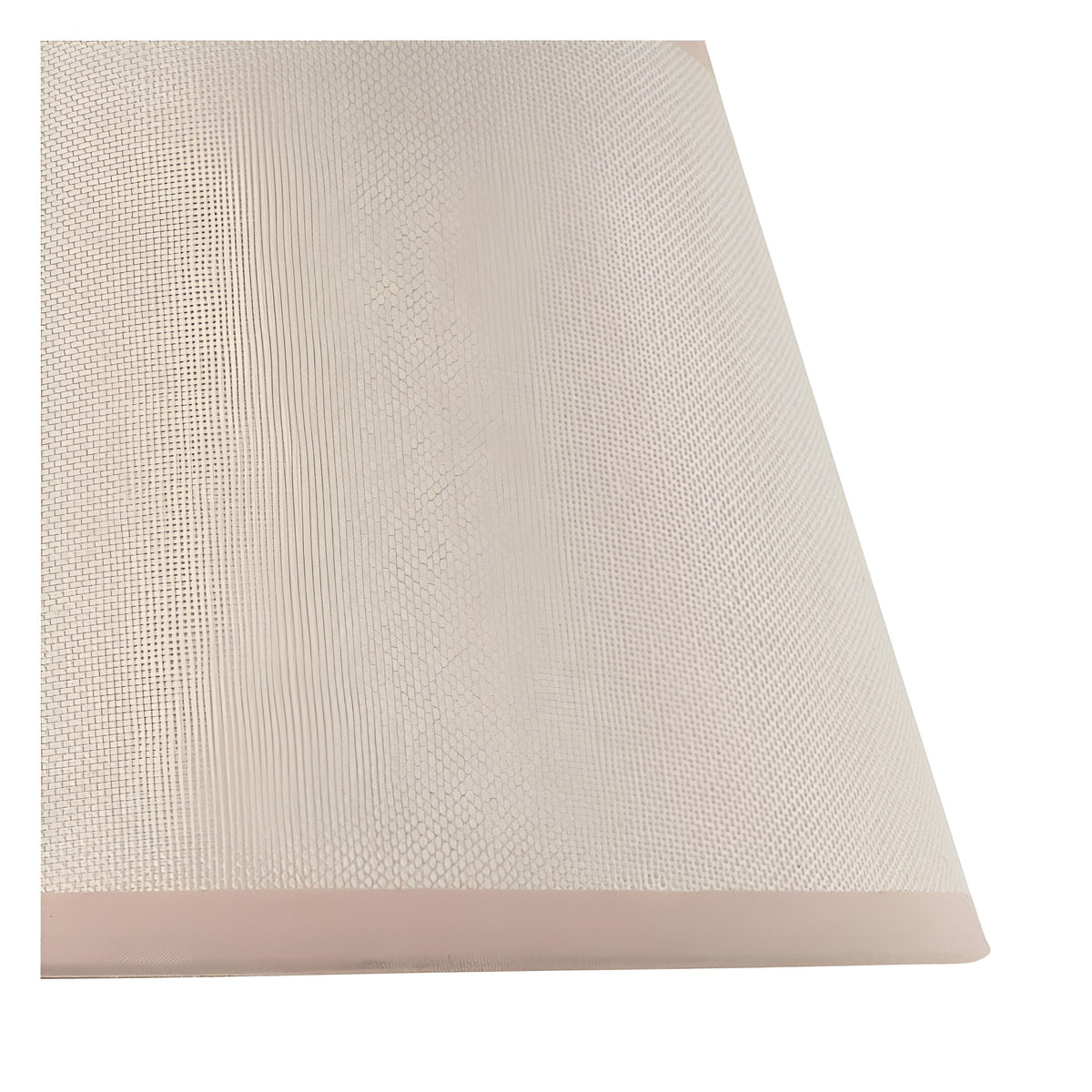 Close-up of the Castleigh Ivy Wall Light's tapered fabric shade in vintage white with almond taped trim, shown against a plain background.