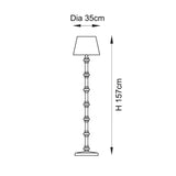 Endon Bevbury Ripple floor lamp dimension diagram showing 157cm height and 35cm shade diameter on a plain white background.