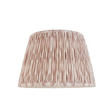 Endon Bevbury Ikat pleated tapered lampshade in pink clay faux silk with patterned print, shown on a plain white background.