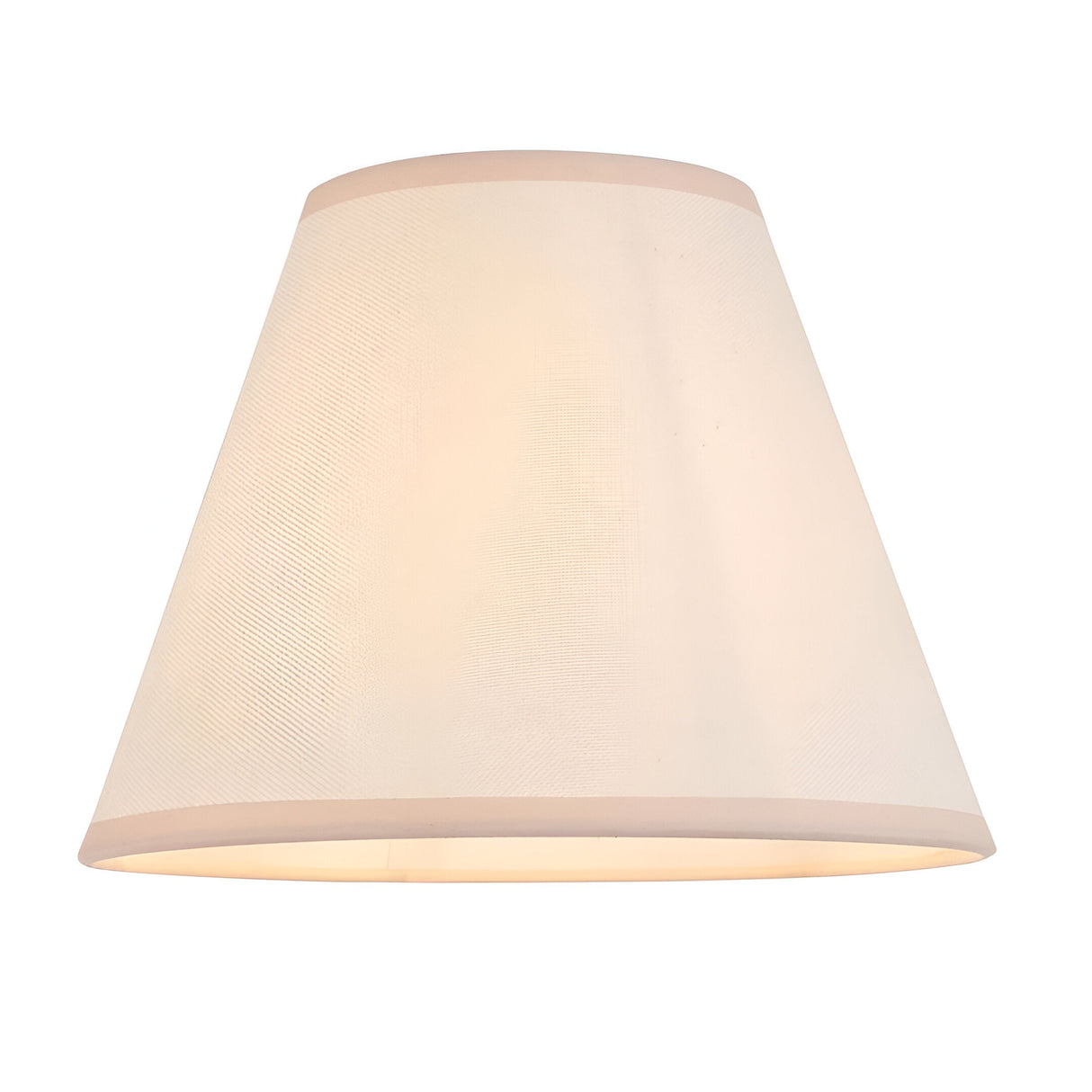 Endon Carlworth Ivy table lamp shade in vintage white cotton-mix fabric with tapered cone shape and taped edge, shown on a plain white background.