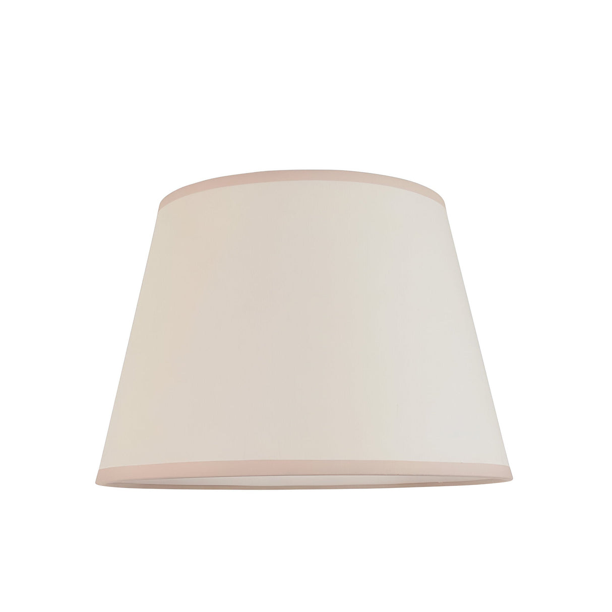 Endon Amberley Ivy tapered table lamp shade in vintage white cotton-mix fabric with almond white taped edges, shown on a plain white background.