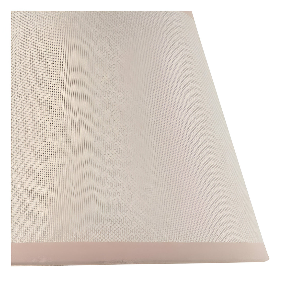 Close-up of the Cliffleigh wall light's tapered Ivy shade in vintage white ribbed cotton mix fabric with an almond white taped edge.