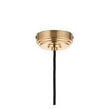 Endon Brackmont Flex Set pendant ceiling rose in brushed aged brass with black braided fabric cable, shown on a plain white background.