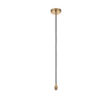 Endon Brackmont Flex Set pendant fitting in brushed aged brass with a B22 lampholder and black braided fabric cable, shown on a plain white background.